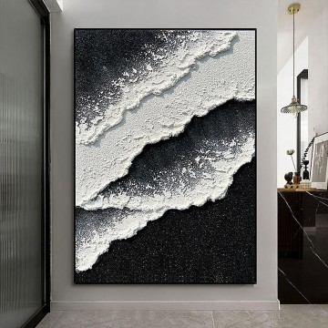 Schwarz weißer Strand Wellensand 08 Wanddekoration Ölgemälde